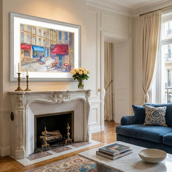 Café de Paris - Large Original Watercolor Painting (29"x21") - Parisian Street - Picture 3 of 7